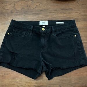 Frame Denim Women's Black Distressed Jean Shorts